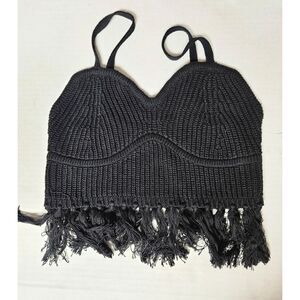 Wild Fable Small Black Fringe Crop Top New